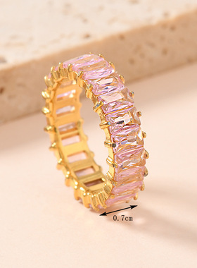 欧美热销不锈钢镶锆石戒指