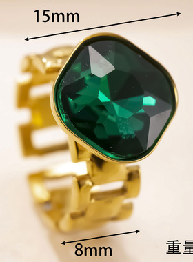 跨境复古高级不锈钢镶锆石镀金指