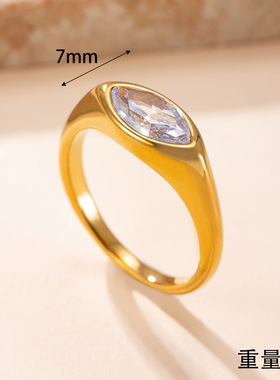 跨境新款不锈钢菱形锆石食指戒