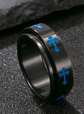 钛钢十字架戒指男士时尚百搭