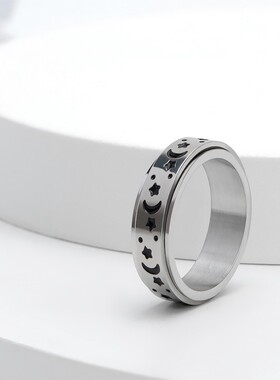 欧美钛钢转动解压戒指
