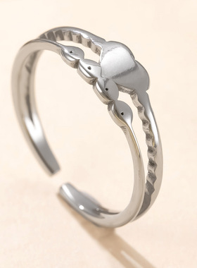 韩版轻奢开口爱心钛钢戒指