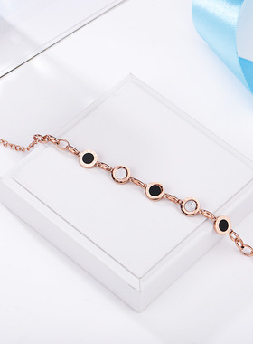 手链女ins小众设计黑白贝圆圈