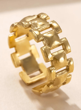 跨境新款镂空链条开口戒指