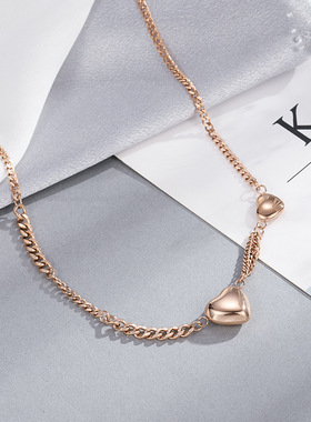 韩版立体光面爱心项链女士时尚