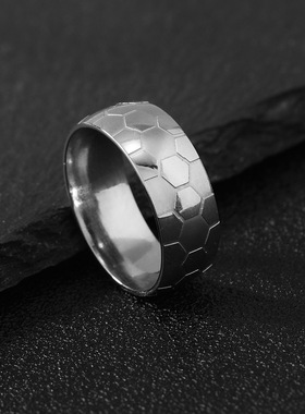 新款欧美简约足球世界杯钛钢戒指