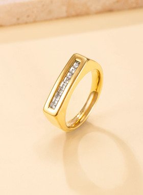 跨境热销不锈钢镶钻女戒