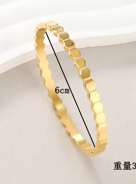 跨境热销金色蜂巢钛钢手镯