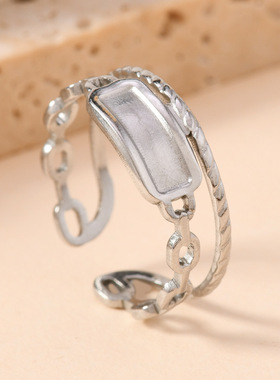 欧美简约双线钛钢情侣戒指