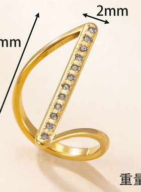 跨境新款不锈钢微镶钻戒指