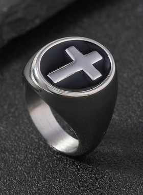 欧美复古朋克不锈钢十字架戒指