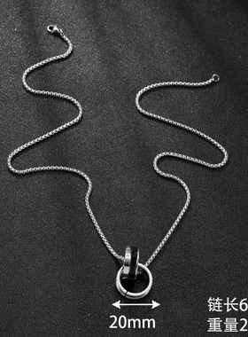 跨境爆款不锈钢可转动镶钻项链