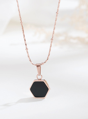 玫瑰金贝壳六边形锁骨链