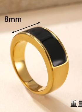 跨境亚马逊不锈钢滴黑油戒指