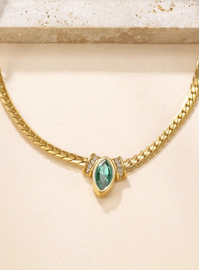 欧美不锈钢爱心镶钻锁骨链