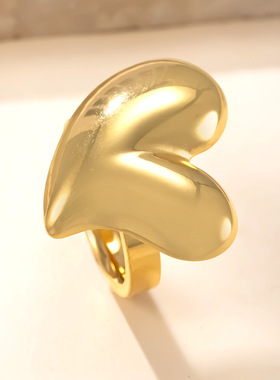 欧美跨境不锈钢爱心戒指