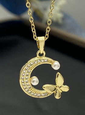 星月吊坠不锈钢项链63