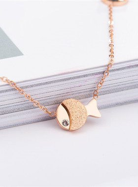 韩版时尚磨砂小鱼项链