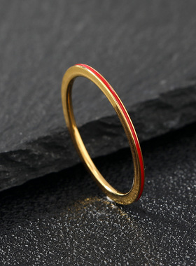 韩版小众欧美风极细彩色钛钢戒指