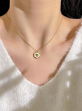 钛钢爱心项链女款6103