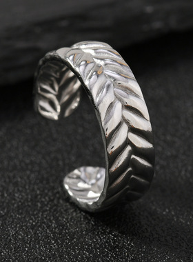 男士不锈钢可调节几何戒指