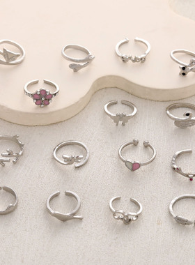 外贸新款组合个性脚戒 欧美蜻蜓蝴蝶爱心花卉15件套装开口脚饰