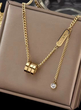 欧美钛钢镂空流苏项链