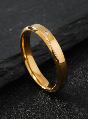 跨境简约钛钢情侣戒指