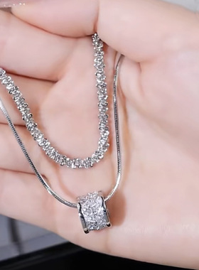 新款双层精致项链女粗链条钛钢