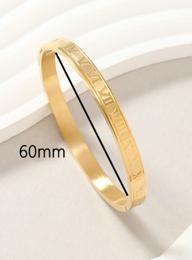 跨境热销钛钢罗马数字手镯