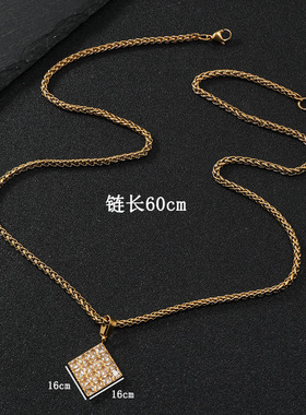 跨境轻奢锆石钛钢项链