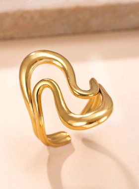 跨境爆款镀18K金钛钢指环