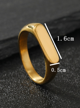 跨境朋克风钛钢长方戒指