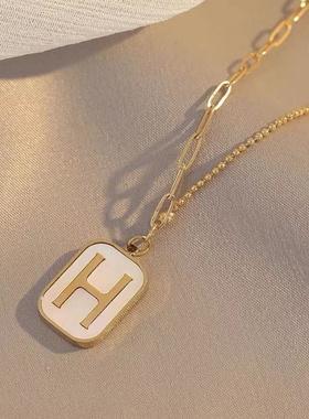 网红同款k金色英文字母H项链女韩