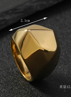 跨境钛钢简约多面亮光戒指