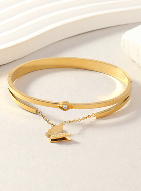 欧美跨境翡翠钛钢罗马数字手镯