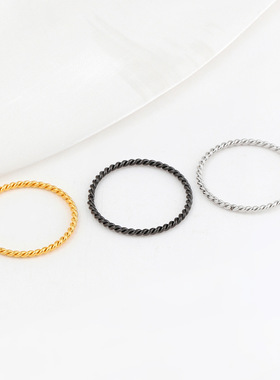 跨境热销极细麻花钛钢戒指