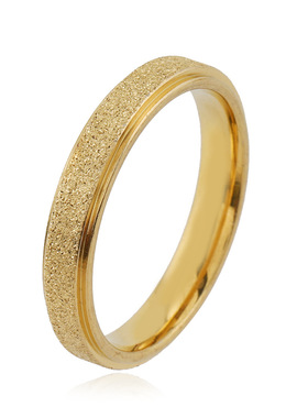 跨境钛钢磨砂金色满天星爱心戒指