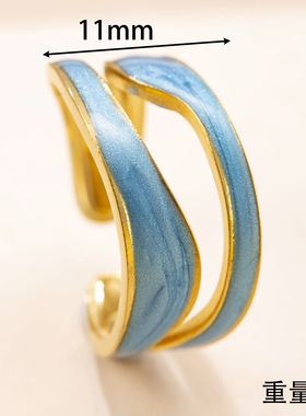 跨境专供钛钢滴油双线开口戒指