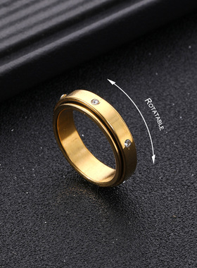 轻奢不锈钢双层转动情侣对戒