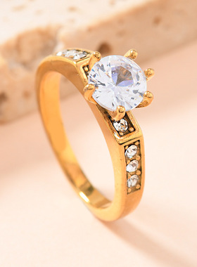 欧美复古轻奢镶钻情侣戒指