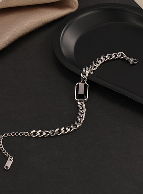 黑宝石粗链手环666142