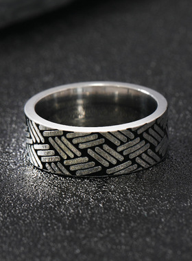 钛钢戒指男款不掉色大编织纹