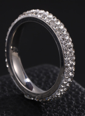 钛钢五排满钻小众戒指