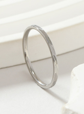 欧美时尚钛钢女戒2mm花纹