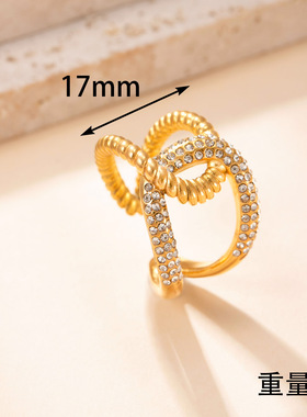 跨境热销钛钢微镶钻开口戒