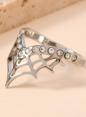 跨境轻奢镂空镶钻皇冠戒指