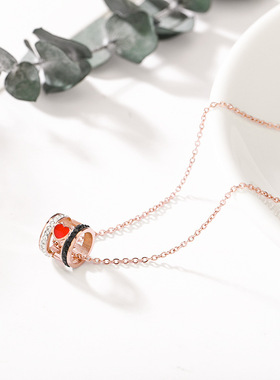 新款轻奢镂空玫瑰金项链女