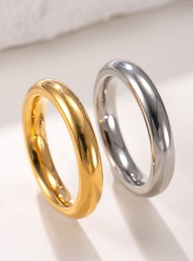 跨境爆款不锈钢素圈戒指