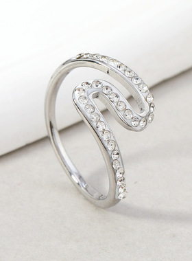跨境热销轻奢波浪陶泥钻戒